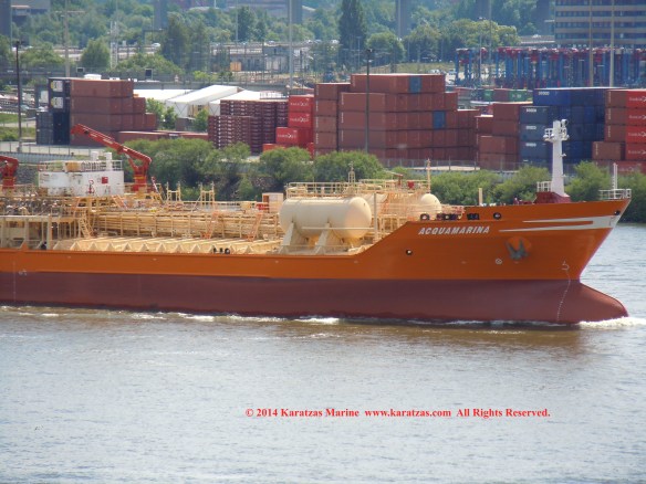 Stainless Steel Tanker MT Acquamarina (12,000 DWT,  20 Segregations, Cargo Tanks, Cargo Manifolds) Hamburg Port Call in May 2014