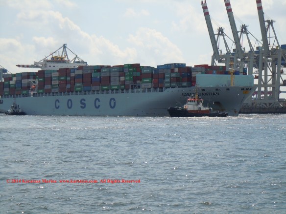 MV 'COSCO YANTIAN' 9,500 TEU Post-panamax containership built in 2006; Hamburg 2014