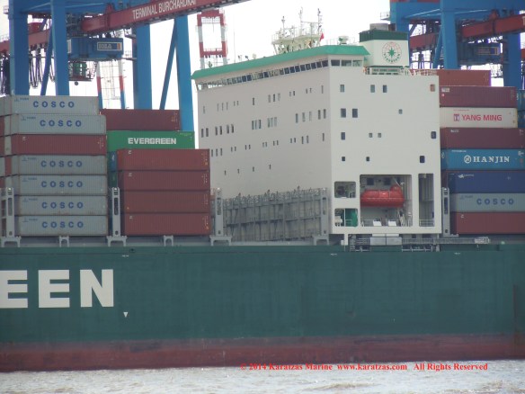 MV EVER LADEN (8,450 TEU Post-Panamax Fully Cellular Containership; May 2014 Hamburg Port Call)