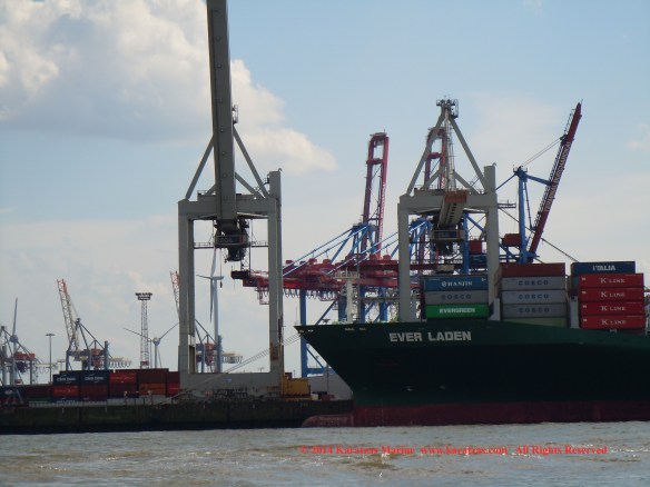 MV EVER LADEN (8,450 TEU Post-Panamax Fully Cellular Containership; May 2014 Hamburg Port Call)