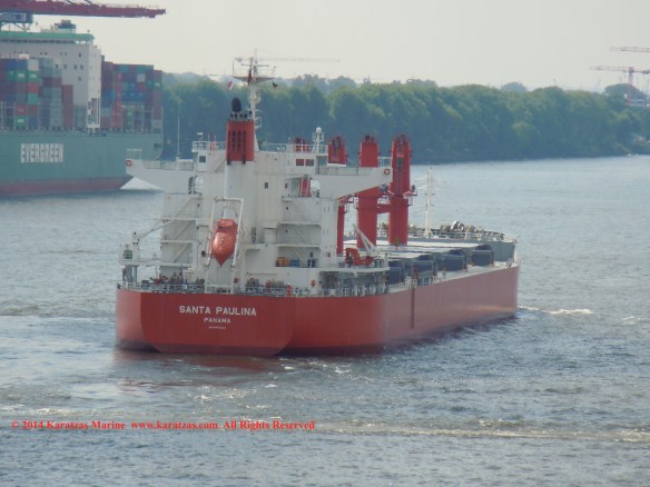 MV 'SANTA PAULINA' (61,500 DWT, Ultramax Drybulk Vessel, Iwagi Zosen built in 2013; Hamburg, May 2014)