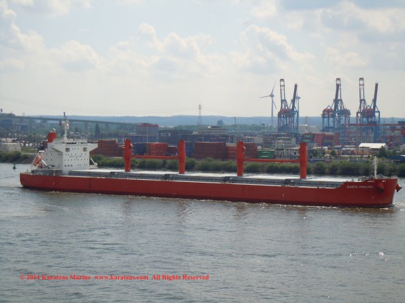 MV 'SANTA PAULINA' (61,500 DWT, Ultramax Drybulk Vessel, Iwagi Zosen built in 2013; Hamburg, May 2014)