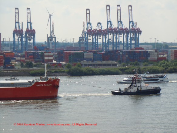 MV 'SANTA PAULINA' (61,500 DWT, Ultramax Drybulk Vessel, Iwagi Zosen built in 2013; Hamburg, May 2014)