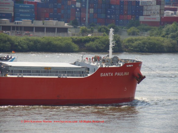 MV 'SANTA PAULINA' (61,500 DWT, Ultramax Drybulk Vessel, Iwagi Zosen built in 2013; Hamburg, May 2014)
