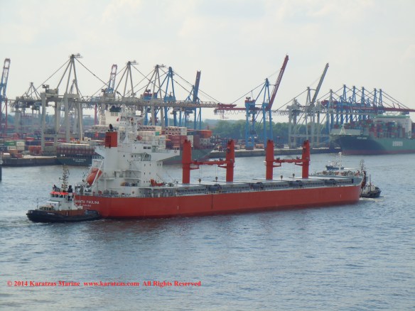 MV 'SANTA PAULINA' (61,500 DWT, Ultramax Drybulk Vessel, Iwagi Zosen built in 2013; Hamburg, May 2014)